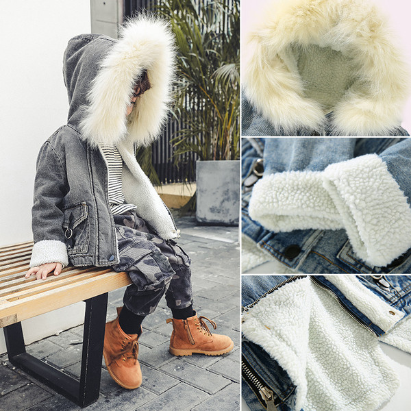 Gyermek farmerdzseki fiúknak, puha béléssel, két színben