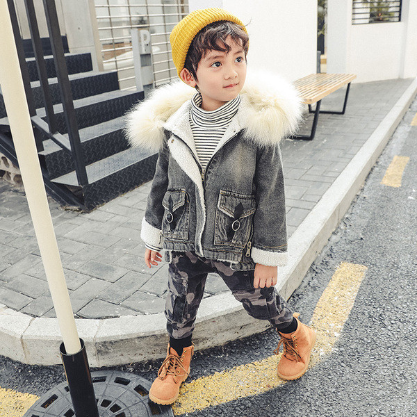 Gyermek farmerdzseki fiúknak, puha béléssel, két színben