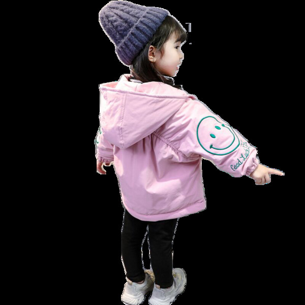 Modern gyerekdzseki lányoknak hímzéssel az ujjain