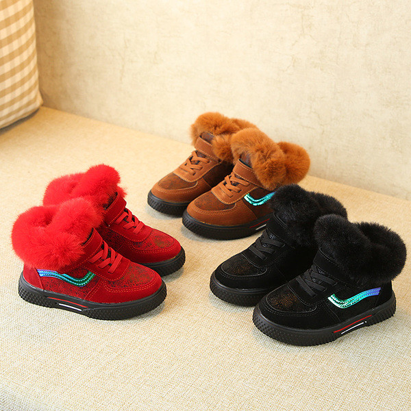 Gyermek téli tornacipő lányoknak piros, fekete és barna színben