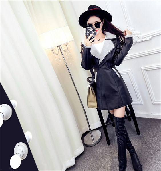 Női műbőr kabát puha béléssel, két színben