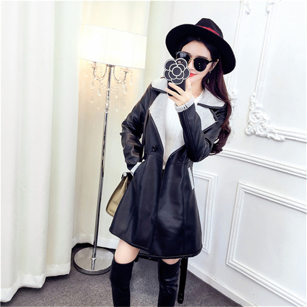 Női műbőr kabát puha béléssel, két színben