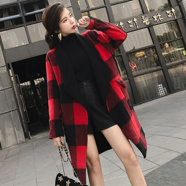 Női alkalmi kabát zsebekkel - hosszú modell