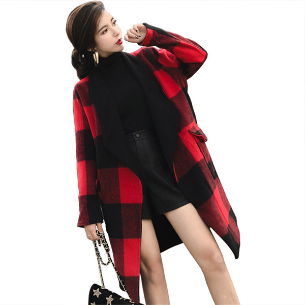 Női alkalmi kabát zsebekkel - hosszú modell