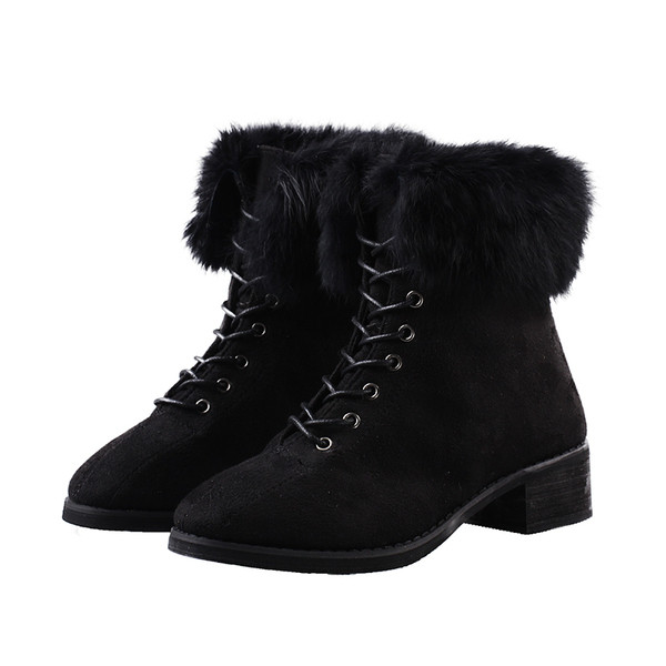 Cizme de dama cu puf din piele intoarsa ecologica in doua culori