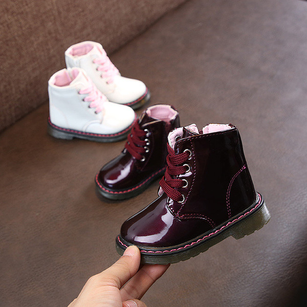 Cizme copii pentru fete cu cravate in doua culori