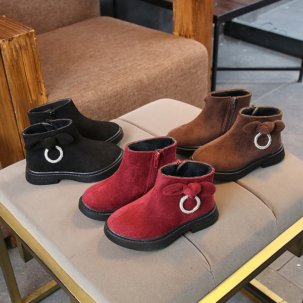 Cizme pentru copii cu decor panglică în trei culori