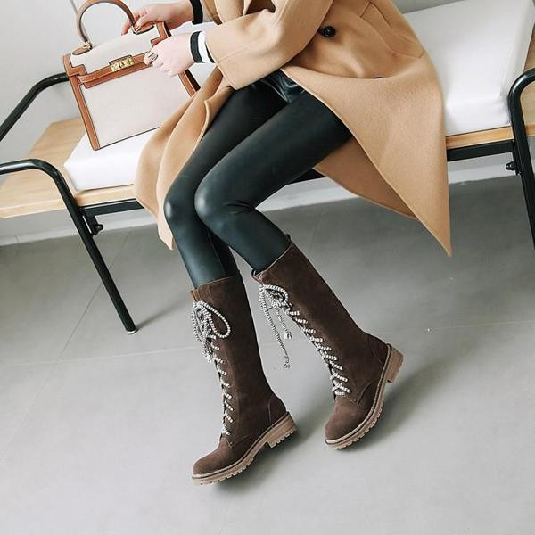 Öko velúrból készült fűzős, hétköznapi női csizma többféle színben