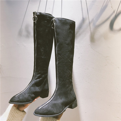 Öko velúrból készült modern női csizma két színben cipzárral