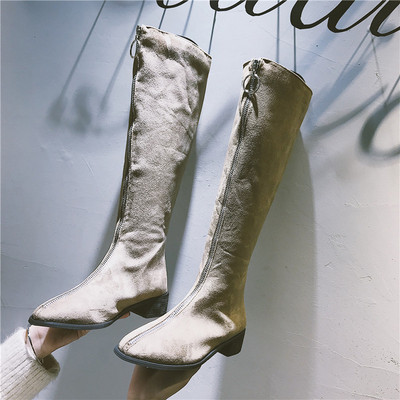 Öko velúrból készült modern női csizma két színben cipzárral