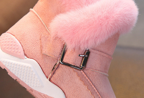 Cizme de iarna pentru copii cu puf in roz, gri si negru