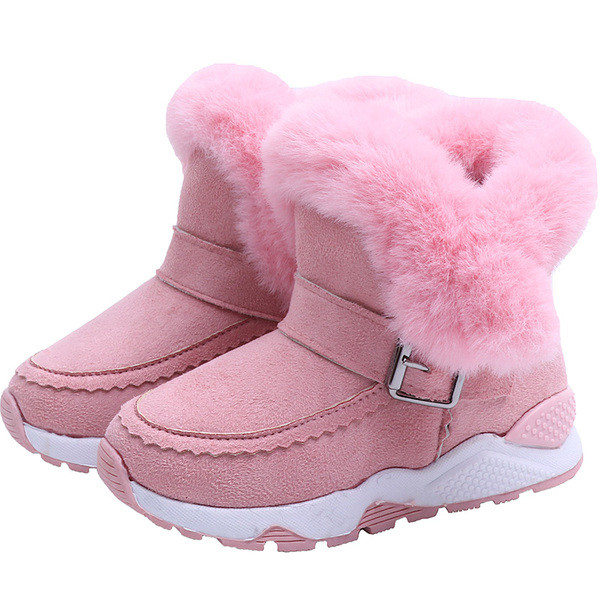 Cizme de iarna pentru copii cu puf in roz, gri si negru