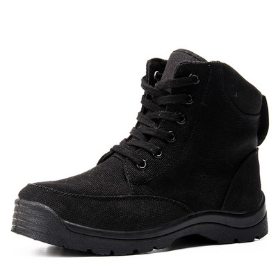 Cizme casual pentru bărbați de culoare neagră cu șireturi