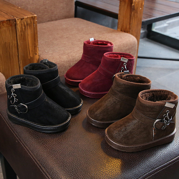 Cizme de iarna pentru copii pentru fete in negru, maro si rosu