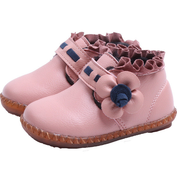 Öko bőrből készült téli gyerekcipő lányoknak fehér, rózsaszín és fekete színben