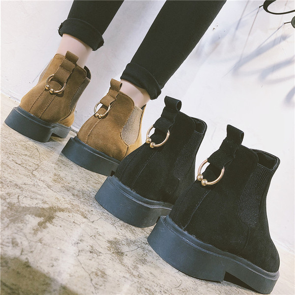 Cizme casual dama cu decor metalic in negru si maro