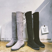 Alkalmi női csizma lapos talppal és fűzővel fekete és szürke színben