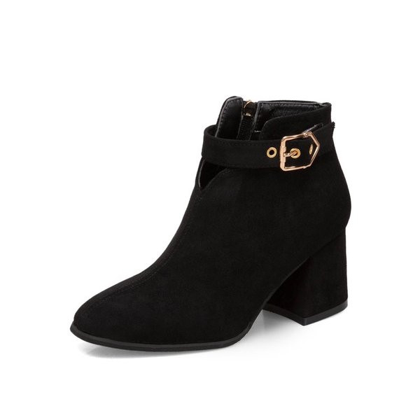 Stílusos női csizma öko velúrból, fém csattal két színben