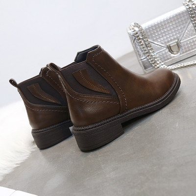 Cizme casual de dama din piele ecologica de culoare maro si negru