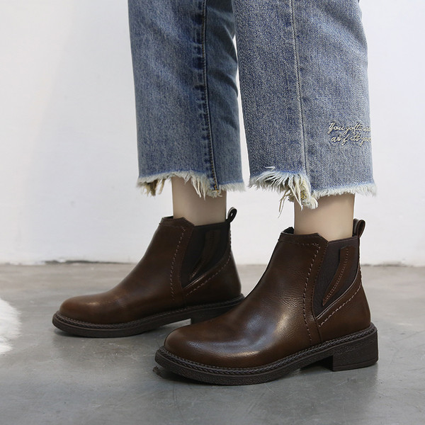 Cizme casual de dama din piele ecologica de culoare maro si negru