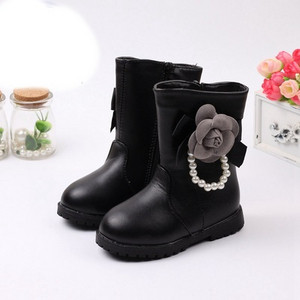 Cizme pentru copii moderne pentru fete din piele ecologica cu element 3D in mai multe culori