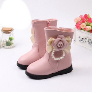 Cizme pentru copii moderne pentru fete din piele ecologica cu element 3D in mai multe culori