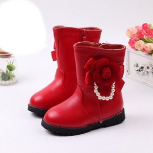 Cizme pentru copii moderne pentru fete din piele ecologica cu element 3D in mai multe culori