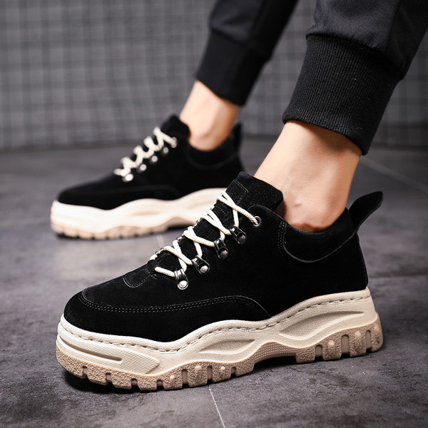 Ανδρικά πάνινα παπούτσια χειμωνιάτικων ατόμων με παχιά σόλα σε τρία χρώματα