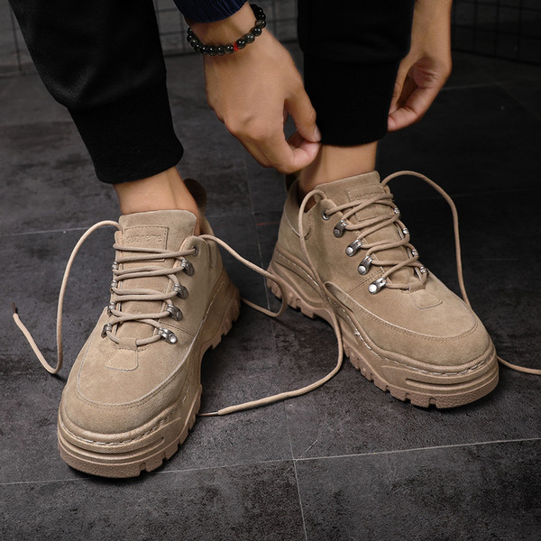 Ανδρικά πάνινα παπούτσια χειμωνιάτικων ατόμων με παχιά σόλα σε τρία χρώματα