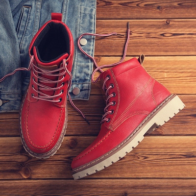 Cizme moderne barbatesti din piele ecologica cu sireturi