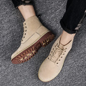 Cizme moderne barbatesti din piele intoarsa ecologica in doua culori