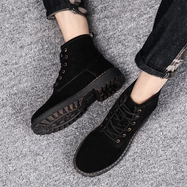 Cizme moderne barbatesti din piele intoarsa ecologica in doua culori