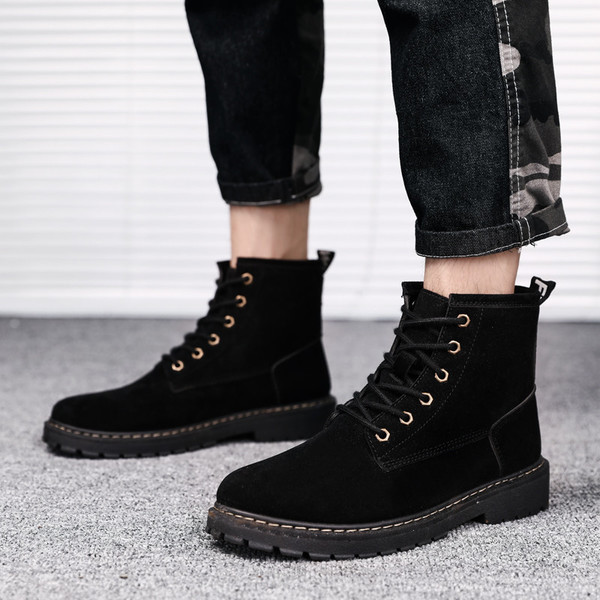 Cizme moderne barbatesti din piele intoarsa ecologica in doua culori