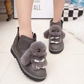 Cizme casual dama din piele ecologica cu element 3D in doua culori