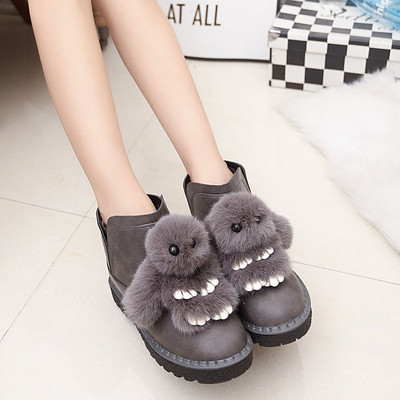 Cizme casual dama din piele ecologica cu element 3D in doua culori