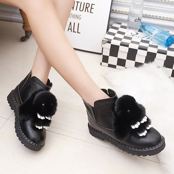 Cizme casual dama din piele ecologica cu element 3D in doua culori