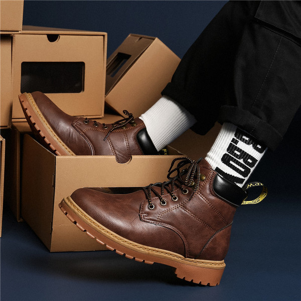 Öko bőrből készült elegáns férfi csizma három színben