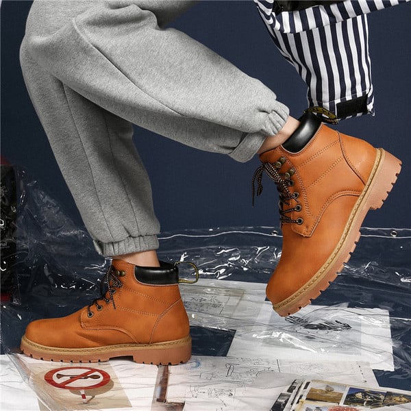 Öko bőrből készült elegáns férfi csizma három színben