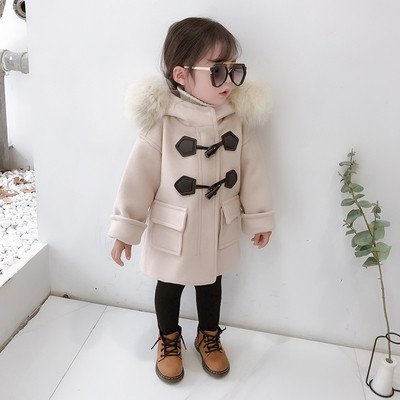 Elegáns gyerekkabát lányoknak pehely kapucnival