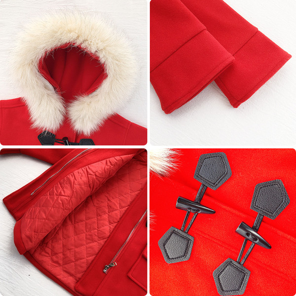 Elegáns gyerekkabát lányoknak pehely kapucnival