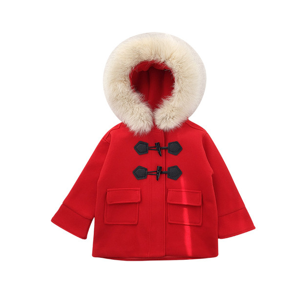Elegáns gyerekkabát lányoknak pehely kapucnival