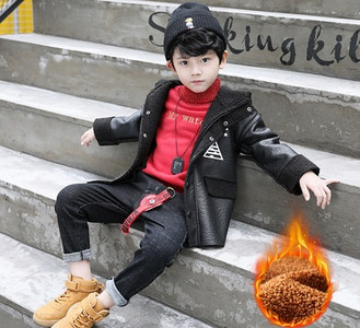 Alkalmi gyerek bőrdzseki fiúknak öko bőrből, két színben