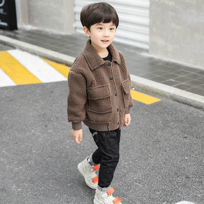 Geaca zilnica groasa pentru copii cu inscriptie pe spate in doua culori