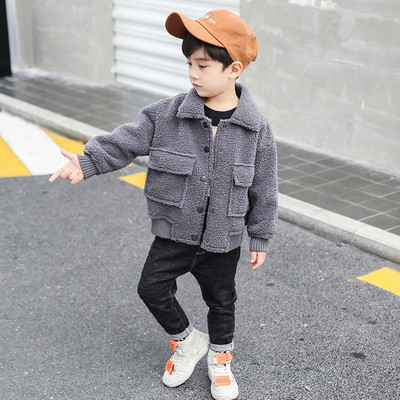 Geaca zilnica groasa pentru copii cu inscriptie pe spate in doua culori