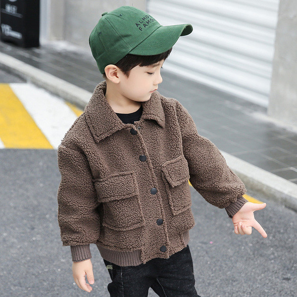 Geaca zilnica groasa pentru copii cu inscriptie pe spate in doua culori