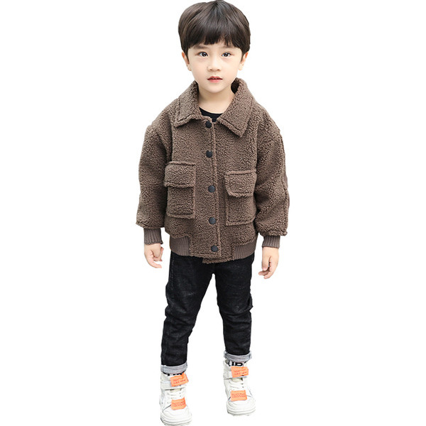 Geaca zilnica groasa pentru copii cu inscriptie pe spate in doua culori