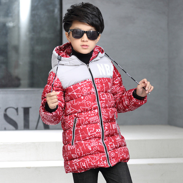 Stílusos gyerek téli kabát fiúknak három színben felirattal