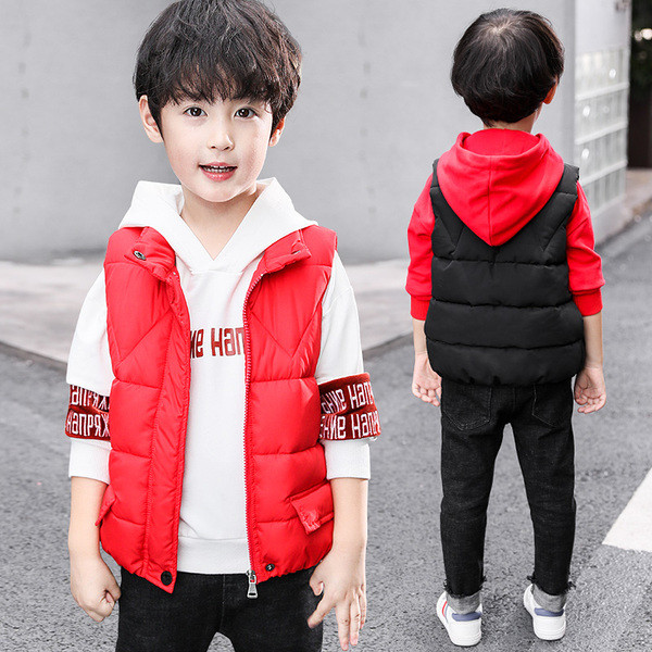 Napi gyerekmellény fiúknak fekete és piros színben