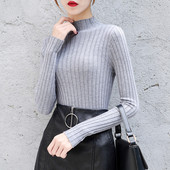 Pulover elegant de dama cu guler inalt in mai multe culori