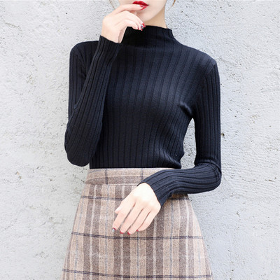 Pulover elegant de dama cu guler inalt in mai multe culori